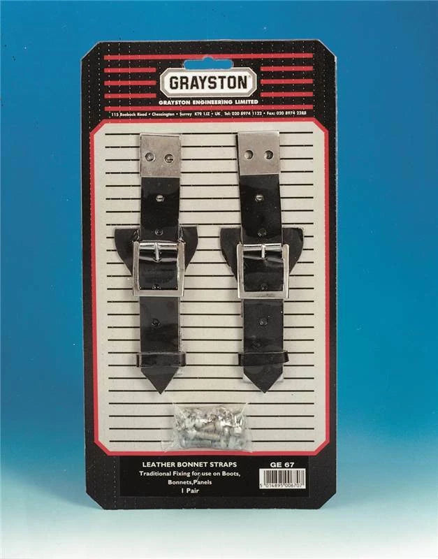 Grayston Pair Black Leather Bonnet/Boot/Panel Securing Straps – ADPLV